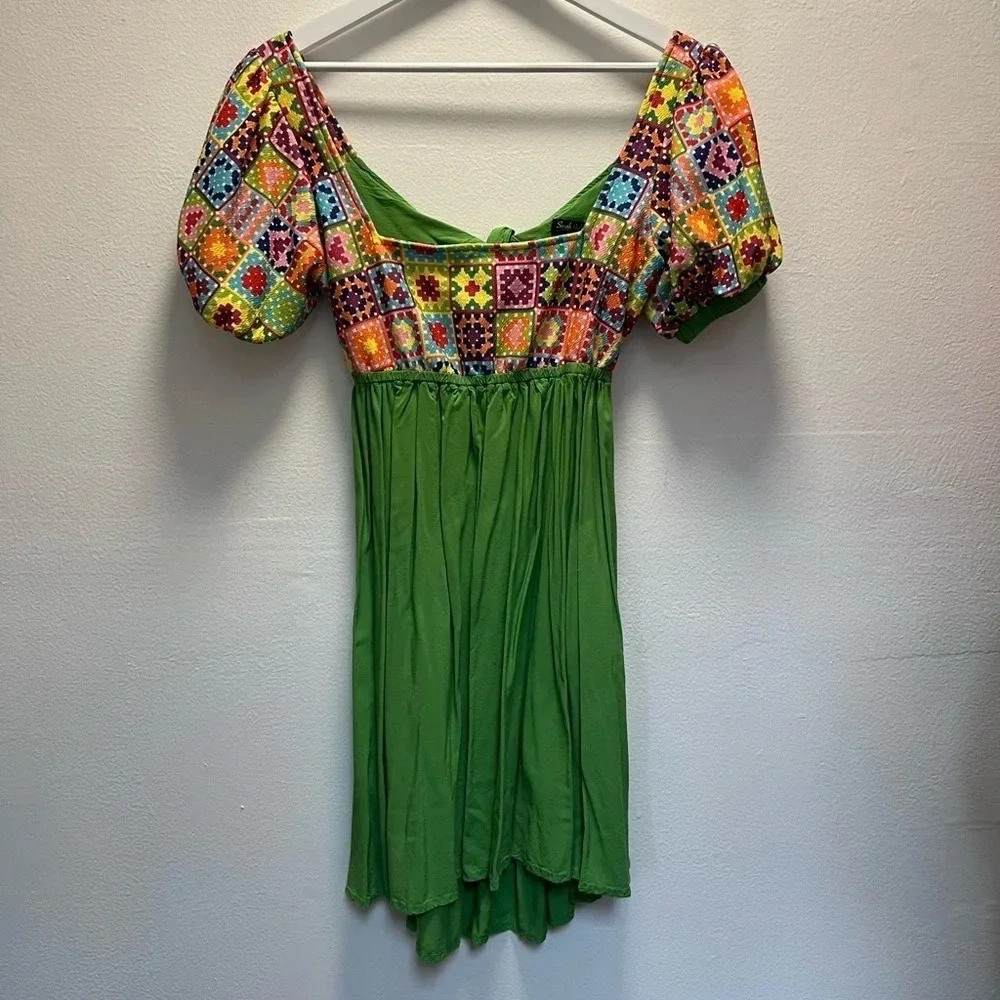 Unique Vintage x Smak Parlour Quilt Pattern Babydoll Dress - Picture 6 of 7